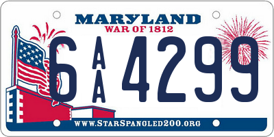 MD license plate 6AA4299