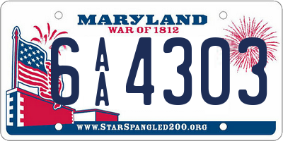 MD license plate 6AA4303