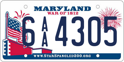 MD license plate 6AA4305