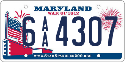 MD license plate 6AA4307