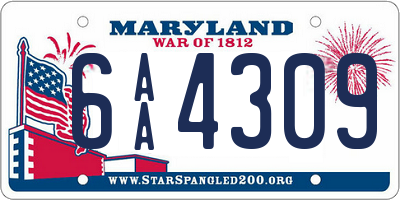 MD license plate 6AA4309