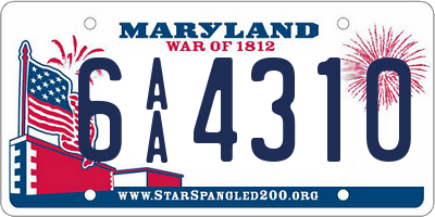 MD license plate 6AA4310