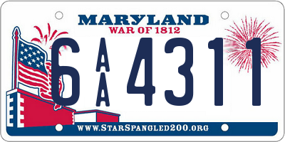 MD license plate 6AA4311