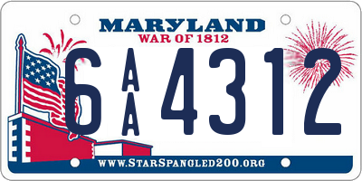 MD license plate 6AA4312