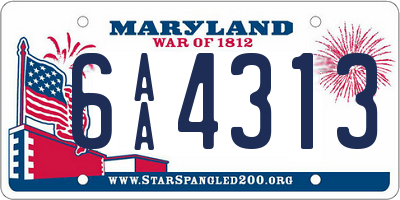 MD license plate 6AA4313