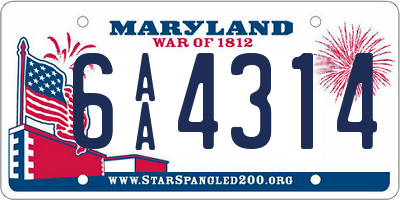 MD license plate 6AA4314