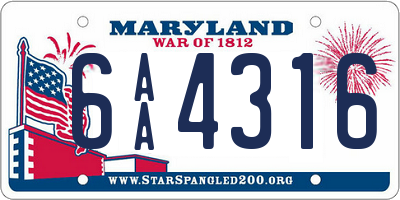 MD license plate 6AA4316