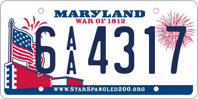 MD license plate 6AA4317