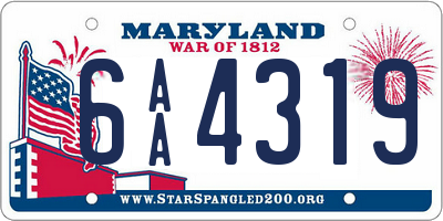 MD license plate 6AA4319