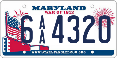 MD license plate 6AA4320