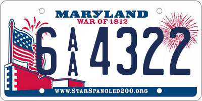 MD license plate 6AA4322