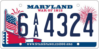 MD license plate 6AA4324