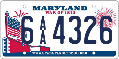 MD license plate 6AA4326