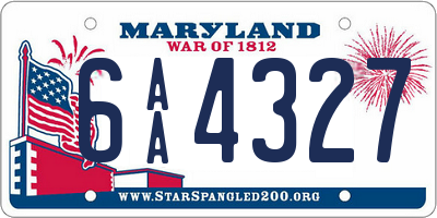 MD license plate 6AA4327