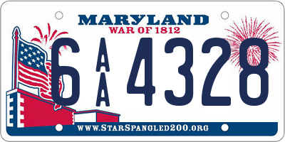 MD license plate 6AA4328