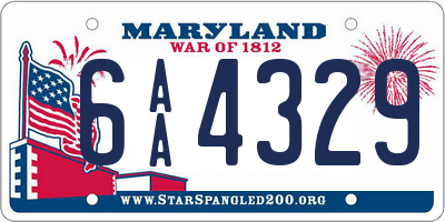MD license plate 6AA4329