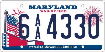 MD license plate 6AA4330