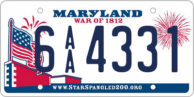 MD license plate 6AA4331