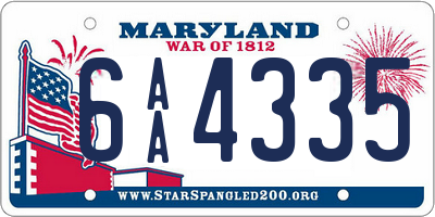 MD license plate 6AA4335