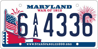 MD license plate 6AA4336