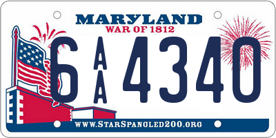 MD license plate 6AA4340