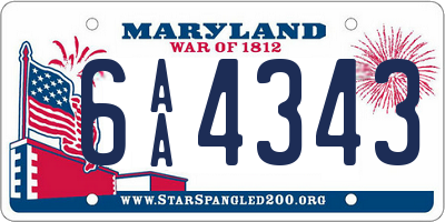 MD license plate 6AA4343