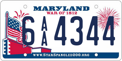 MD license plate 6AA4344