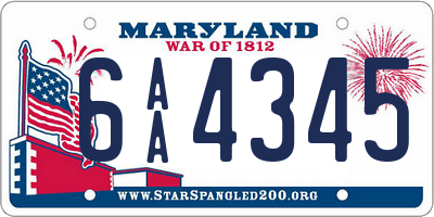 MD license plate 6AA4345