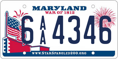 MD license plate 6AA4346