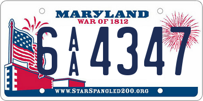 MD license plate 6AA4347