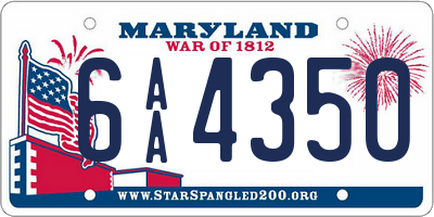 MD license plate 6AA4350