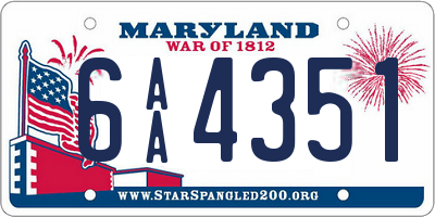 MD license plate 6AA4351