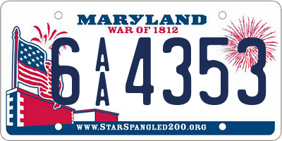 MD license plate 6AA4353