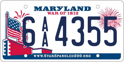 MD license plate 6AA4355