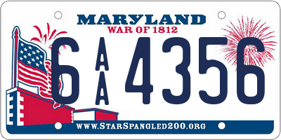 MD license plate 6AA4356