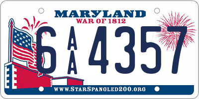 MD license plate 6AA4357