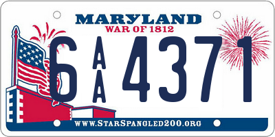 MD license plate 6AA4371