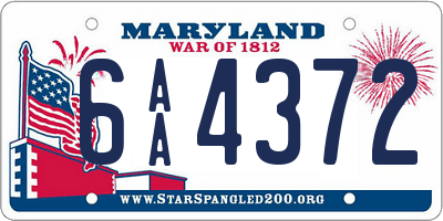 MD license plate 6AA4372