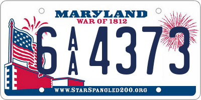 MD license plate 6AA4373