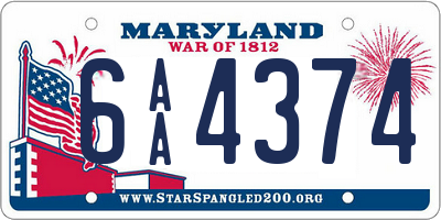 MD license plate 6AA4374