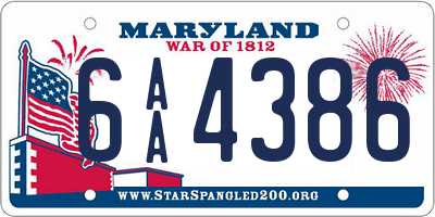 MD license plate 6AA4386