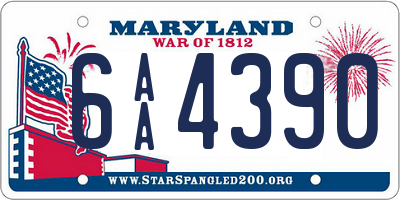 MD license plate 6AA4390