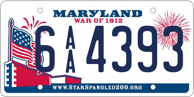 MD license plate 6AA4393