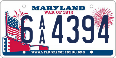 MD license plate 6AA4394