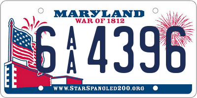 MD license plate 6AA4396