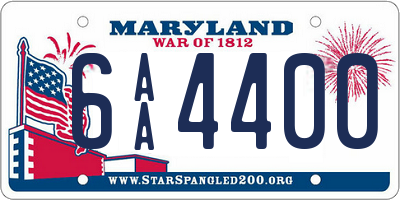 MD license plate 6AA4400