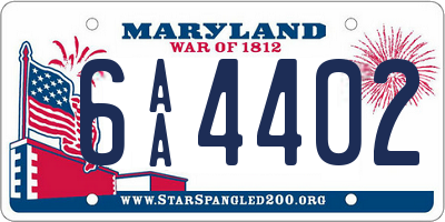 MD license plate 6AA4402