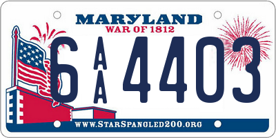 MD license plate 6AA4403