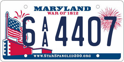 MD license plate 6AA4407