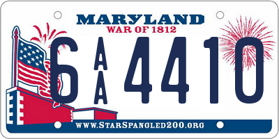 MD license plate 6AA4410